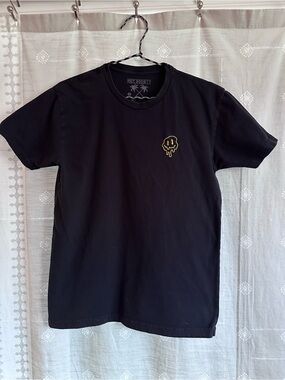 riot society Black Short Sleeve Tee with Yellow Drip Smiley